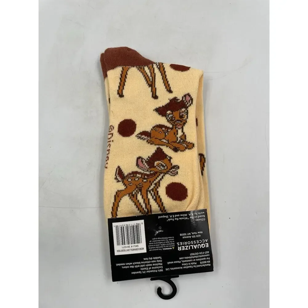 Disney Bambi Adult Mens Size 9-13 Brown Novelty Graphic Crew Socks 1 Pack
